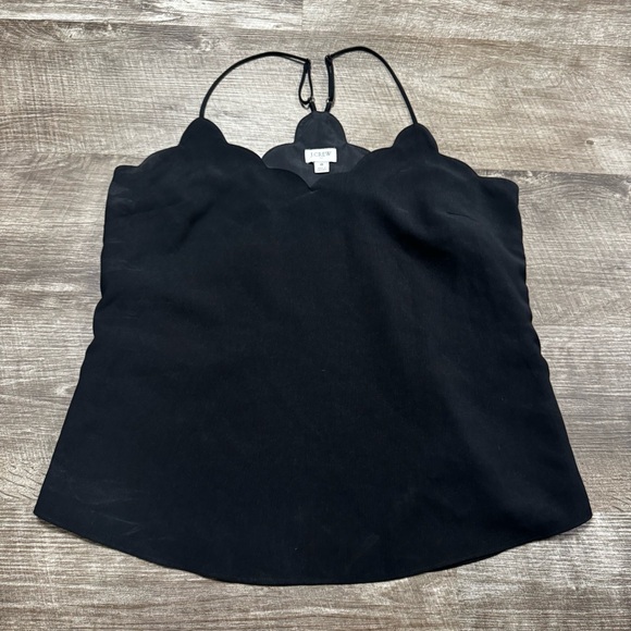 J. Crew Tops - JCREW Black Scallop Trim Tank Top Size 8
